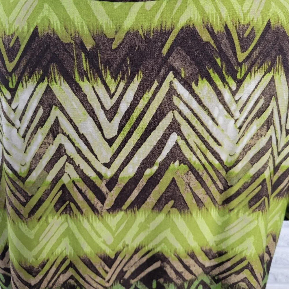 Avenue Women's 18/20 Plus Green Geometric Beaded Sequin Flutter Sleeve GEO186E